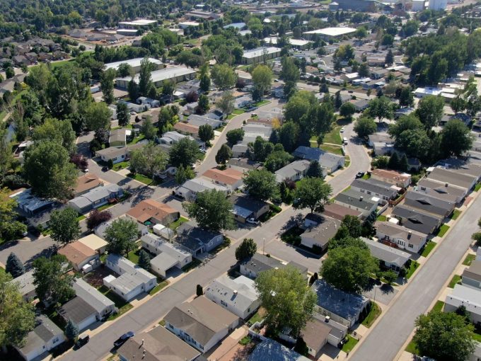 aereal view of homes in Sunset Park